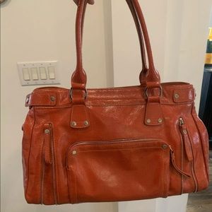 Longchamp Orange Patent Leather Purse